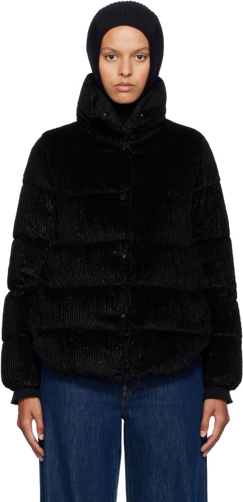 Moncler Black Cochevisse Corduroy Short Down Jacket