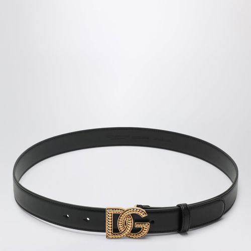 Dolce&Gabbana Belt With Dg Logo In Calfskin Leather, Black