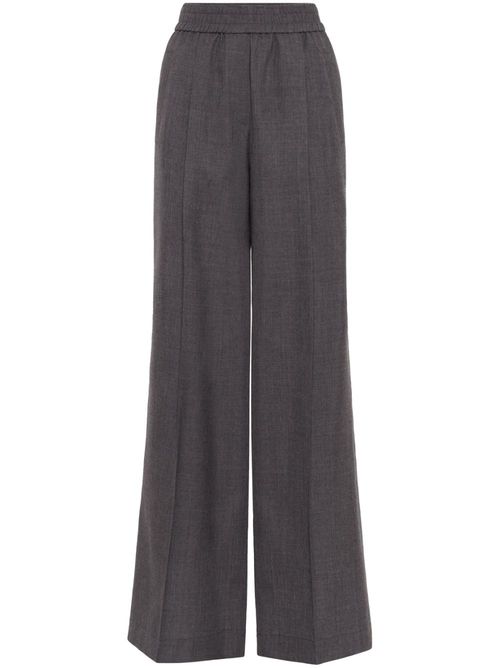 Elastic-waist wide-leg trousers - Grey