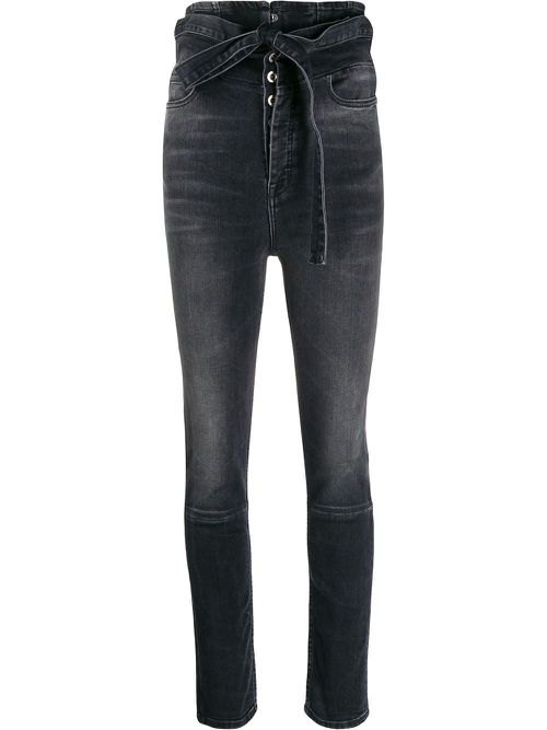 High-waist skinny jeans - Black