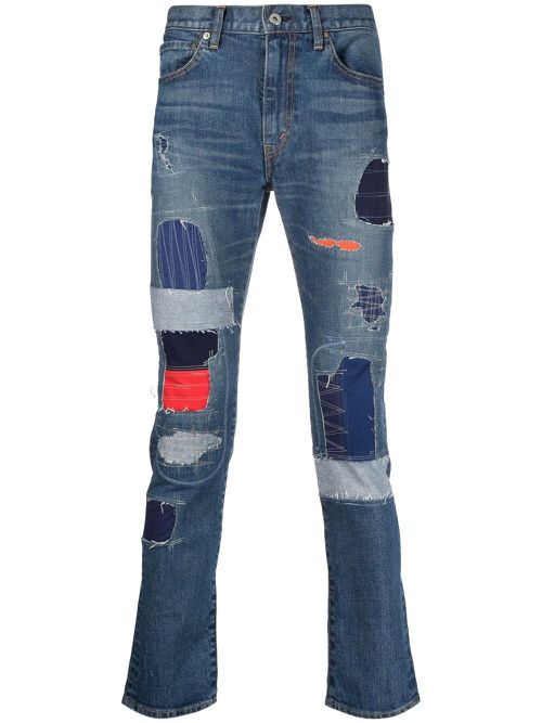 Patchwork slim-fit jeans - Blue