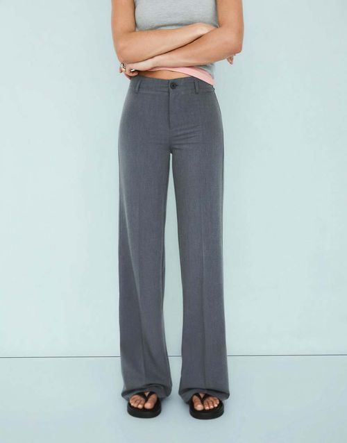 Wide-leg trousers in light grey