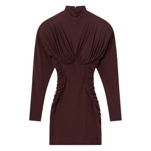 High-neck Ruched Mini Dress