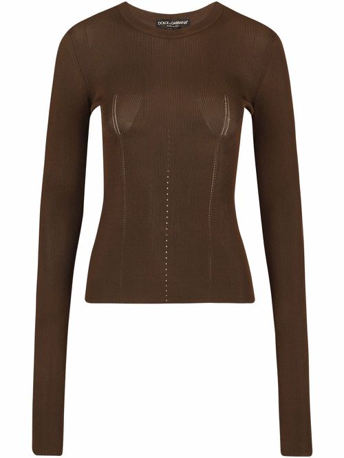 Ribbed knit top - Brown