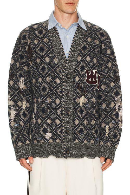 Wales Bonner Sibling Cardigan in Grey