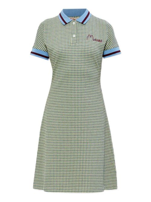 Polo-Collar Check Mini Dress