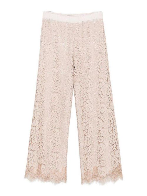 Blush pink lace palazzo pants
