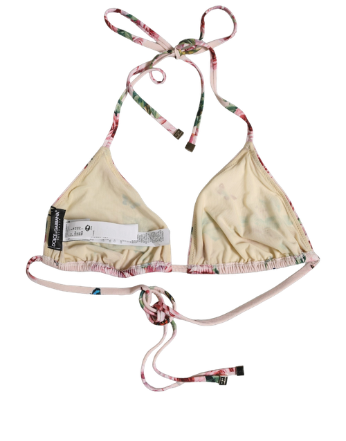 Floral Halter Bikini Top — Pink