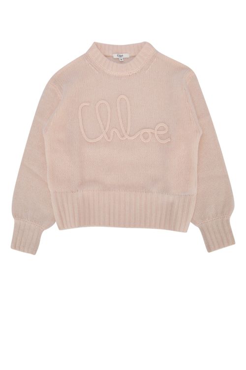 Logo-Embroidered Knit Sweater — Pink