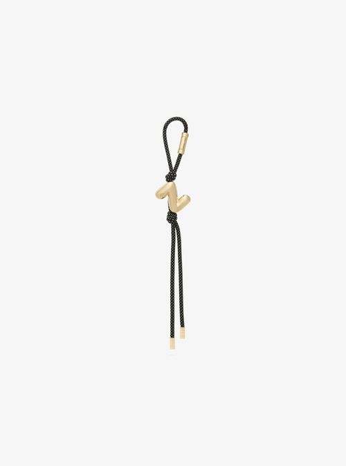 Initial Gold-Tone and Speckled Cord Bag Charm