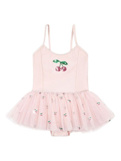 Cherry-sequin tulle dress - Pink