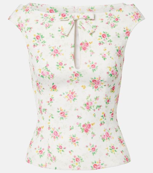 Bow-detail floral top