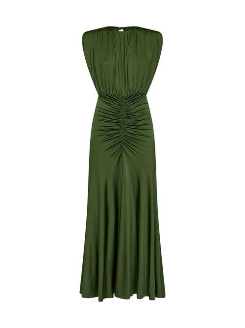 Gathered Jersey Dress — Green