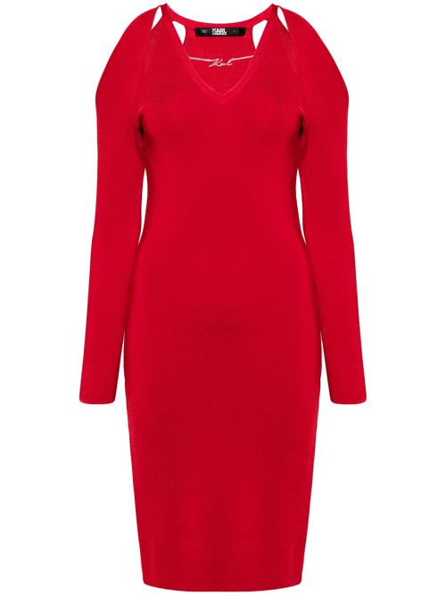 카를 라거펠트 여성 logo-charm cut-out midi dress - 레드 240W1331