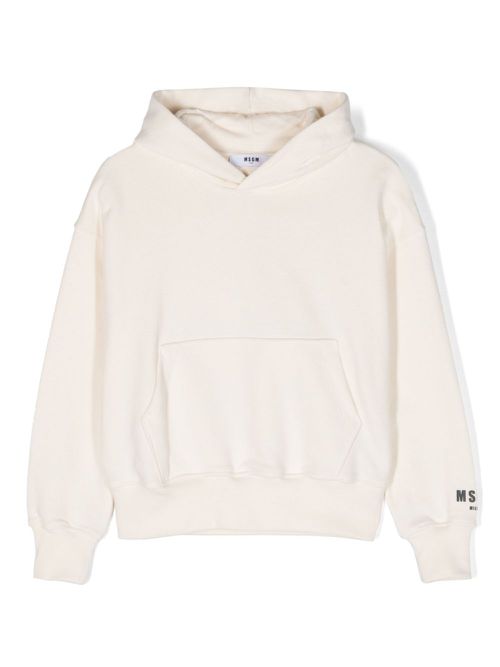 Flocked-logo cotton hoodie - Neutrals