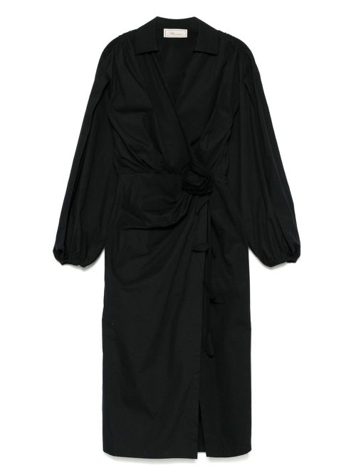 Blumarine floral-appliqué midi dress - Black