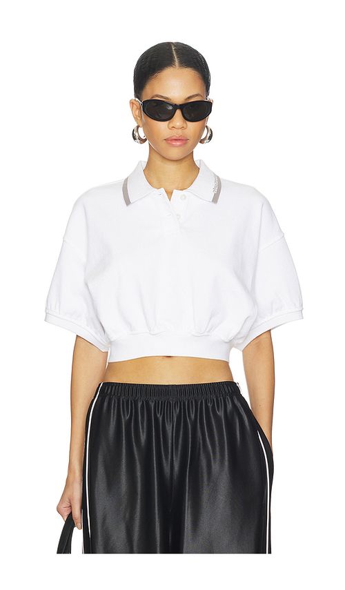 Alexander Wang OBERTEIL RELAXED CROPPED POLO in White. Größe L. Also in M