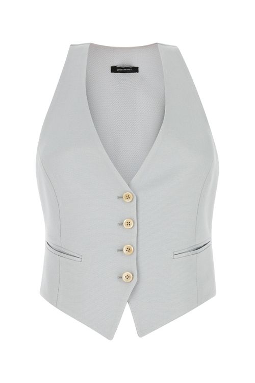 Wool-Silk Tailored Vest — Gray