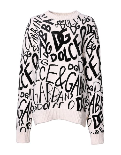 Logo-Print Virgin Wool Sweater — White
