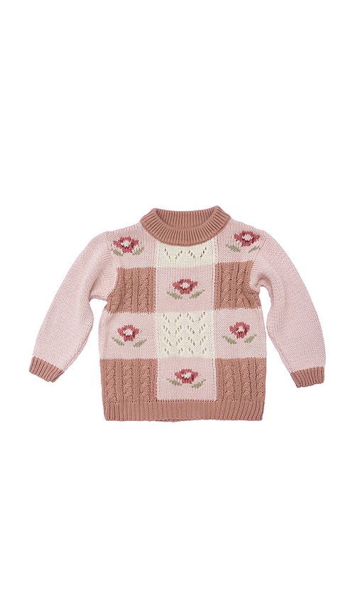 Wild Wawa Rose Patchwork Sweater in Rose. - 3/4 also /24, 2/3