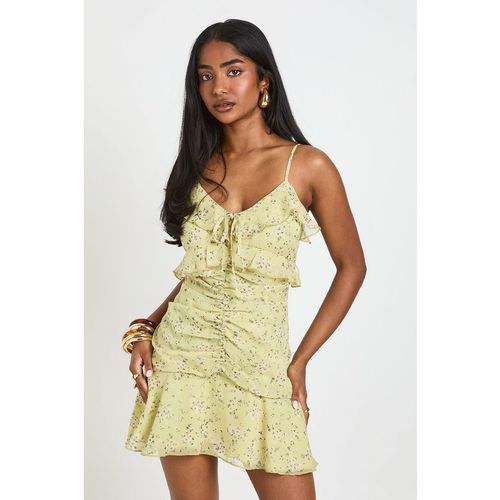 Boohoo Womens Floral Ruffle Detail Mini Dress - Yellow