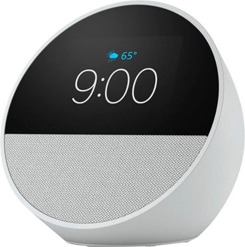 Echo Spot (2024 release), Smart alarm clock with vibrant sound and Alexa - Glacier White