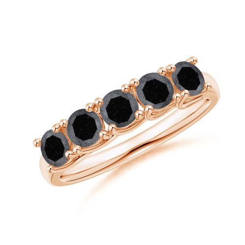 Angara 1.65 Carats Half Eternity Five Stone Enhanced Black Diamond Wedding Ring in 18K Rose Gold