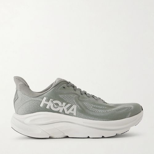 HOKA Men - Clifton 10 Rubber-Trimmed Jacquard Running Sneakers