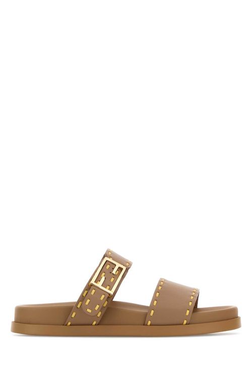 Cappuccino Leather Feel Slippers