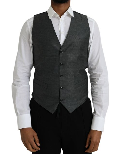 Virgin Wool and Silk Vest — Gray