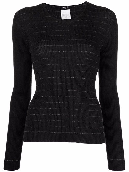 2003 metallic-threaded knitted top - Grey