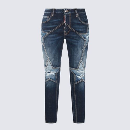 Dark Blue Cotton Blend Jeans