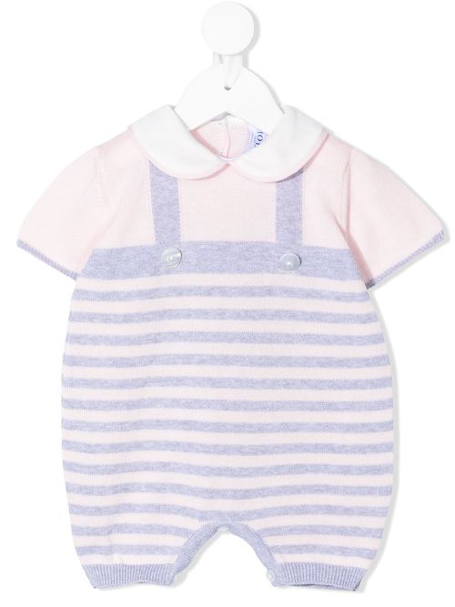 Striped short-sleeve rompers - Purple