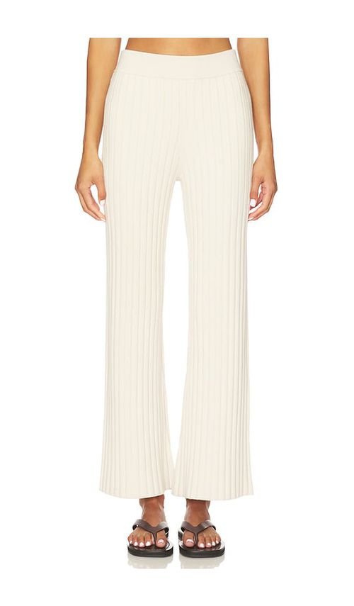 LUNYA Cozy Cotton Silk Ribbed Pant in Tan.  XL. Also in L, M