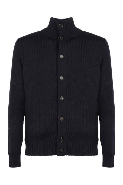 Virgin Wool Cardigan — Navy