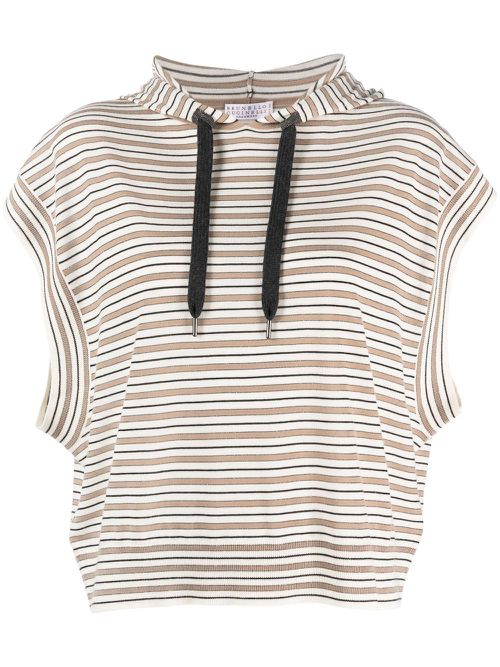 Striped virgin wool top - Black