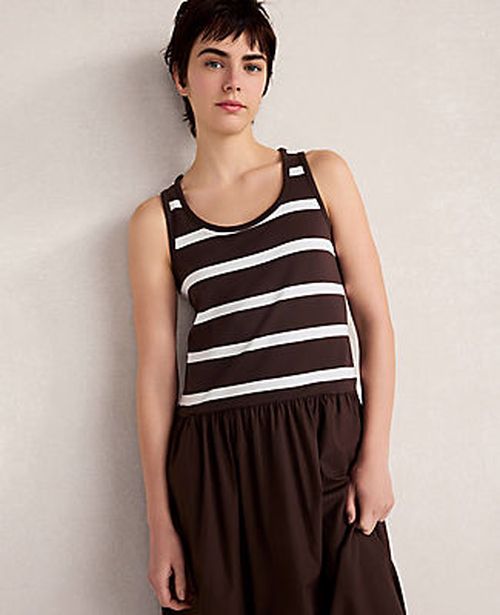 Ann Taylor Haven Well Within Organic Cotton Stripe Midi Dress