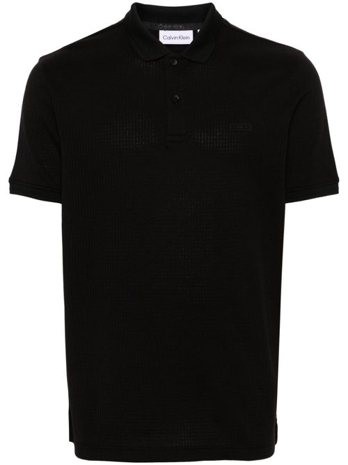 Logo-patch cotton polo shirt - Black