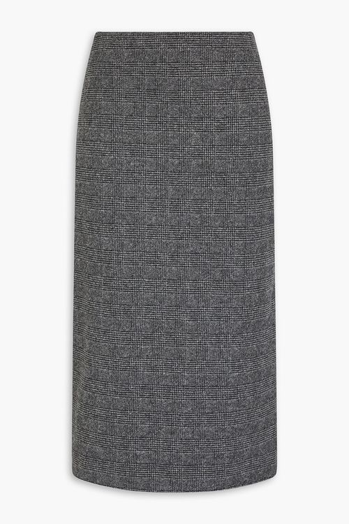 Prince of Wales checked cotton-blend midi skirt - Black - US 0