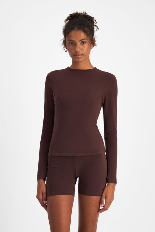 Women's Move Cotton Stretch Long Sleeve in Dark Espresso