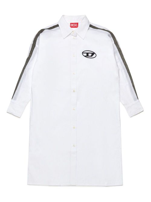 Oval D-embroidered shirtdress - White