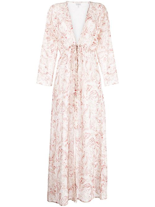 Paisley-print silk maxi dress - White