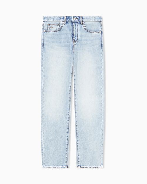 Skinny Jeans in Blue Denim with a Distressed Look