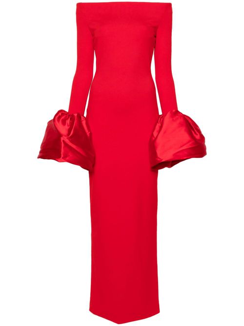 Talia oversized-cuffs gown - Red