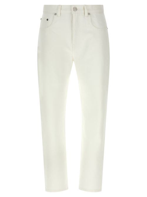 High-Waisted Straight-Leg Cotton Jeans — White