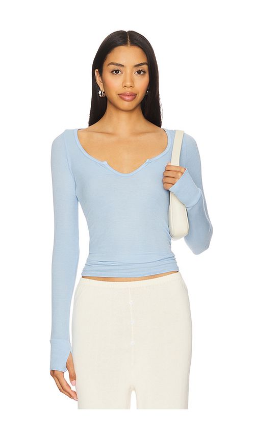 Michael Lauren Maeve Long Sleeve Scoop Neck Top in Baby Blue. - L also in XS, S