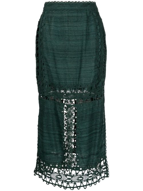 High-waisted lace skirt - Green