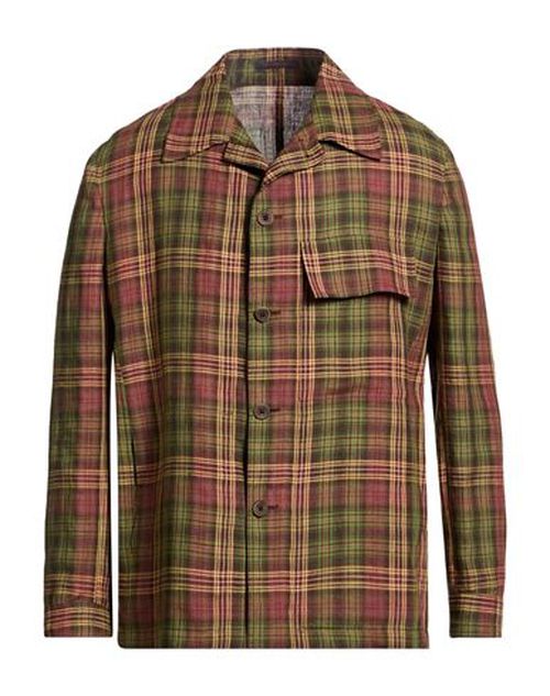 Man Shirt Military green Size 40 Linen