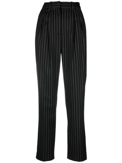 Pinstripe straight-leg trousers - Black