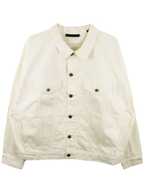 Logo-appliqué denim shirt jacket - White